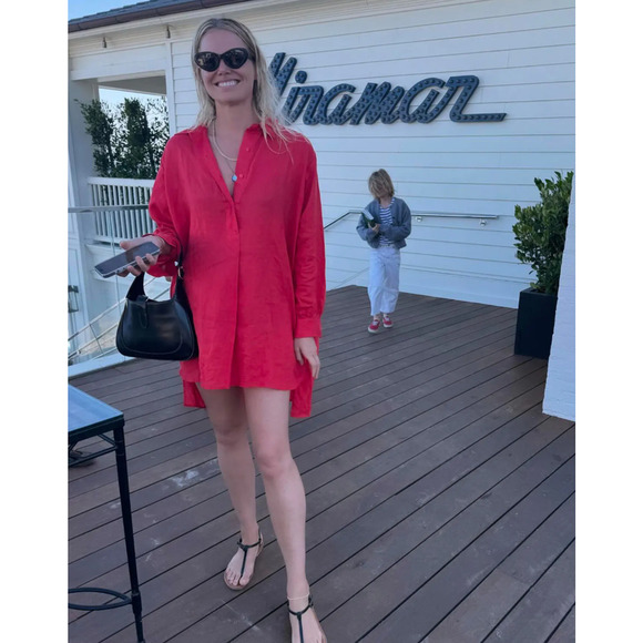 Doen Jora Linen Dress in Scarlet Size XS - Picture 2 of 11